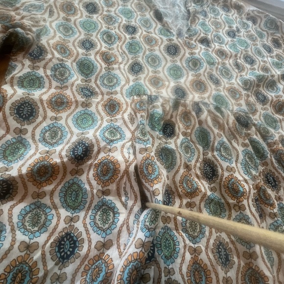 Rue de Femme Caftan Long Maxi Dress Double Front Slit Sand L V-Neck Pockets - Picture 9 of 16